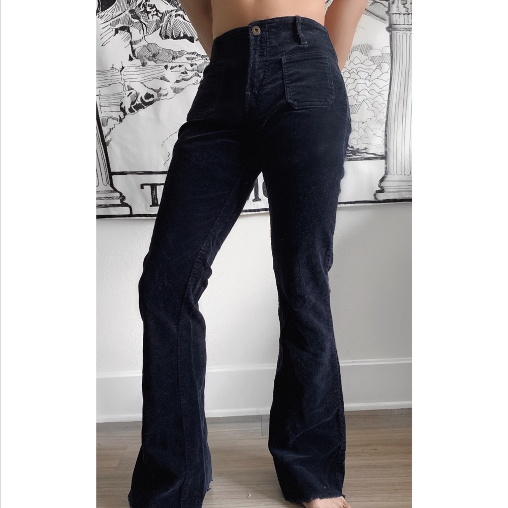 RARE Vintage Black Corduroy Mid Rise Pants